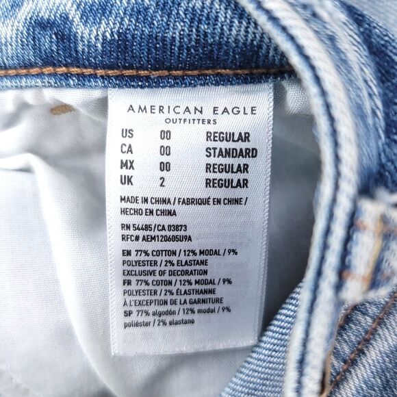 American Eagle Jeans Womens 00 Mom Stretch Distressed Light Mid Skinny Denim - Picture 3 of 9